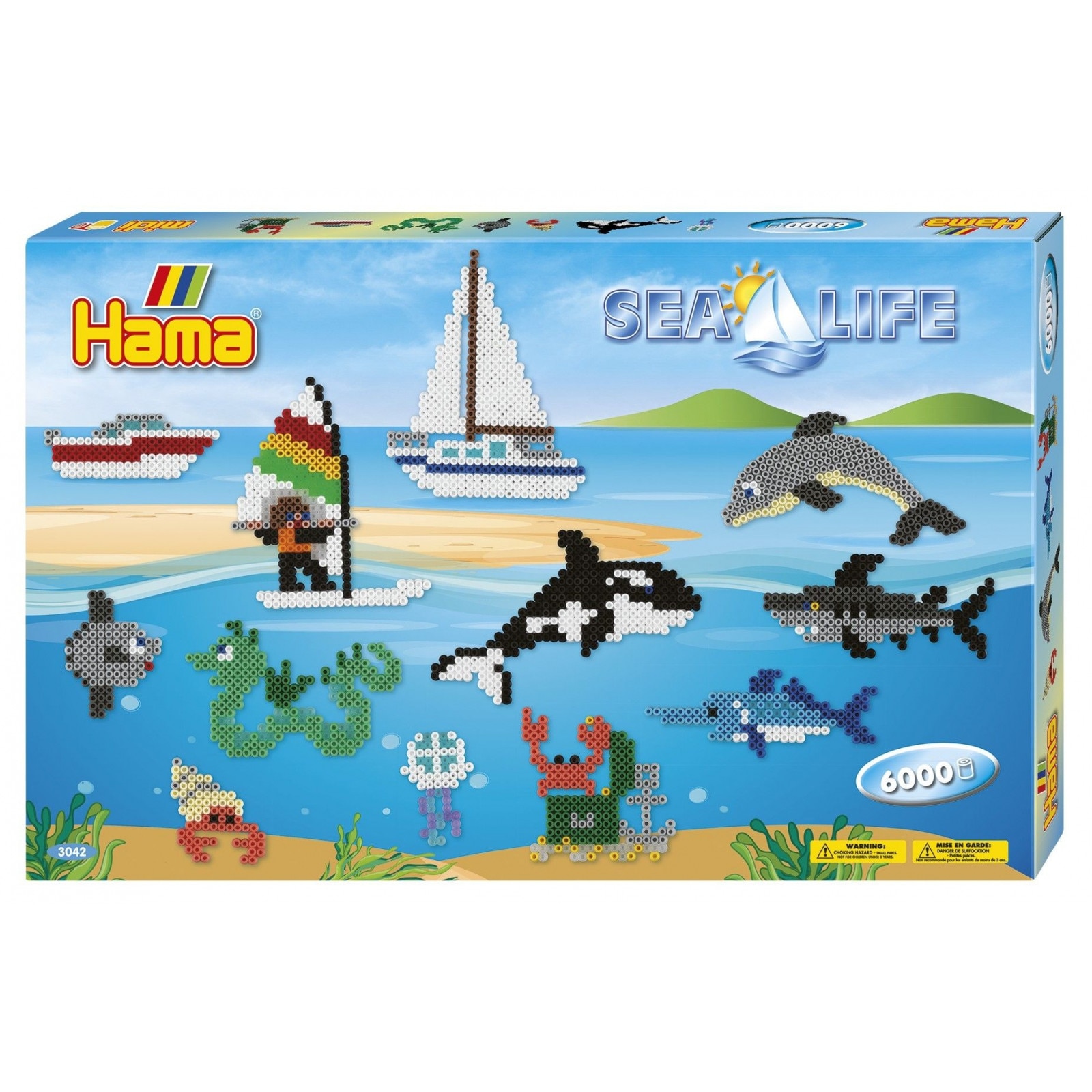 Margele de calcat Hama Midi Lumea Marilor - 6000 margele in cutie