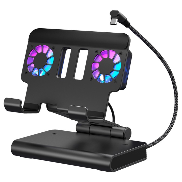 Statie de andocare gaming, 4K@144Hz, racire cu ventilatoare duale, negru, pentru Nintendo Switch 2 si Steam Deck