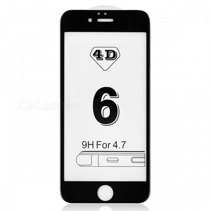 Folie de protectie sticla 4D, Iphone 6/6S negru, full face