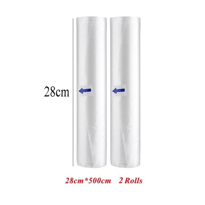 Set 2 Role Pungi Alimentare Vidate 28cm x 500cm pentru Aparat de Vidat, Carne, Fructe, Legume, Gatit Sous Vide
