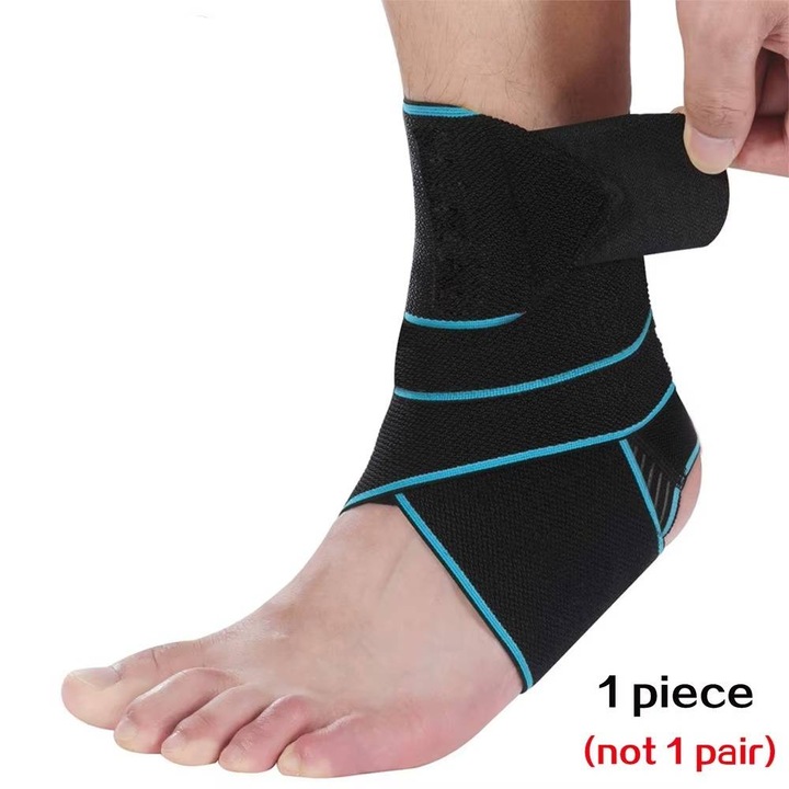 Suport Glezne Elastic din Silicon, Reglabil, 1 Buc, Protectie Profesionala pentru Baschet si Fotbal, Banda Stabilizatoare pentru Glezne, albastru