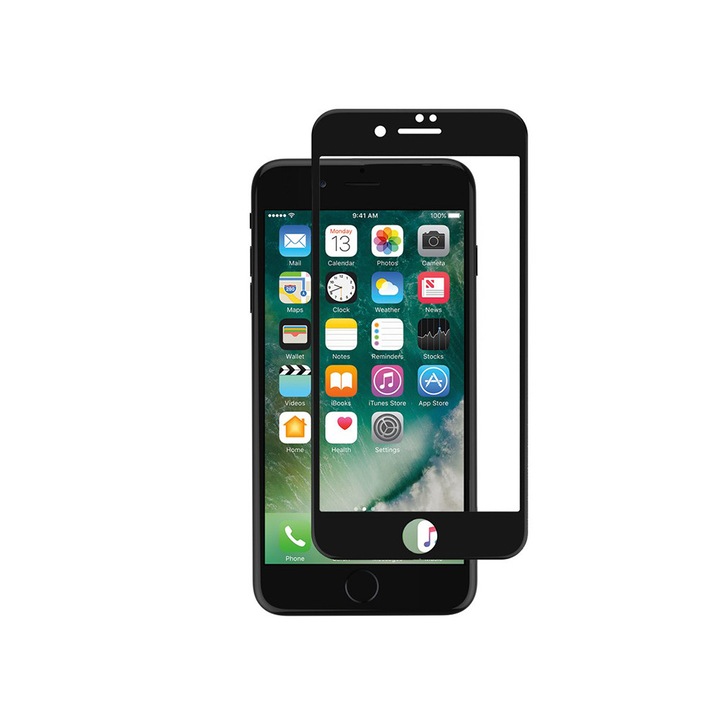 Biztonsági üvegből készült védőfólia, Rurihai, iPhone 7 Plus / 8 Plus számára, átlátszó/fekete