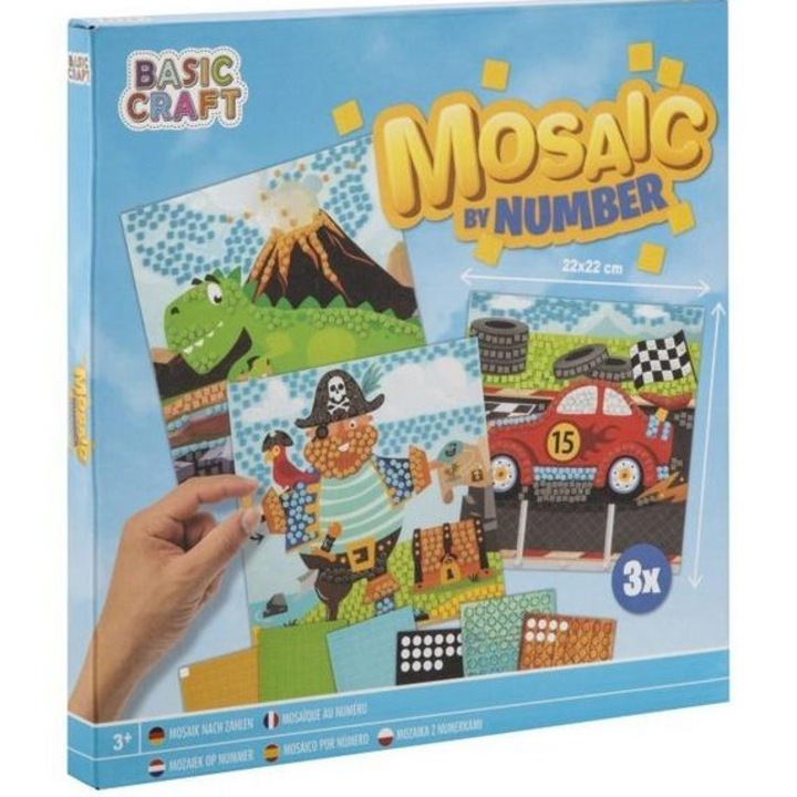 Mozaic pe numere GRAFIX 22x22cm, set pentru copii, albastru