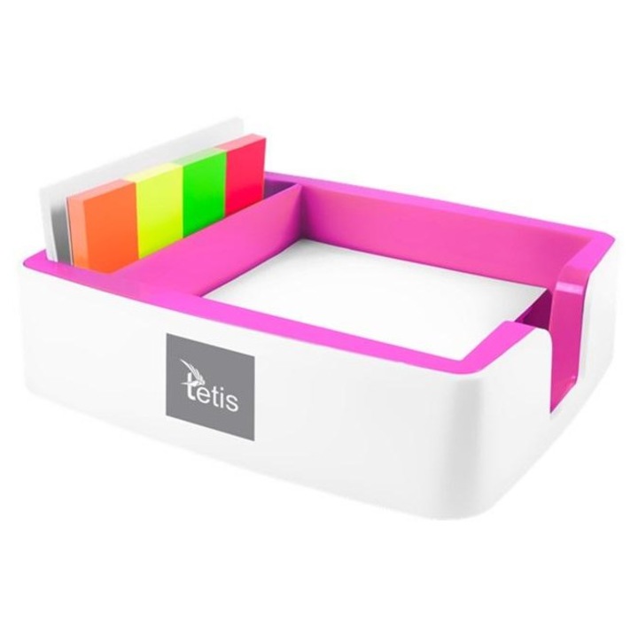 Organizer documente TETIS, roz, capacitate 50 carti de joc, 200 notite, 90x90mm