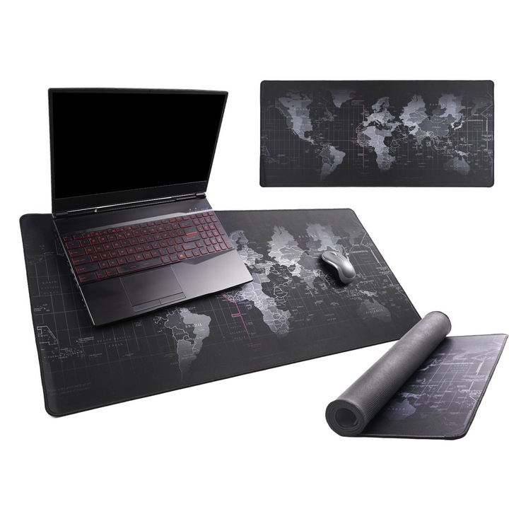 Mousepad Artemis XXL, gri, 90x40cm, antiderapant, rezistent la apa