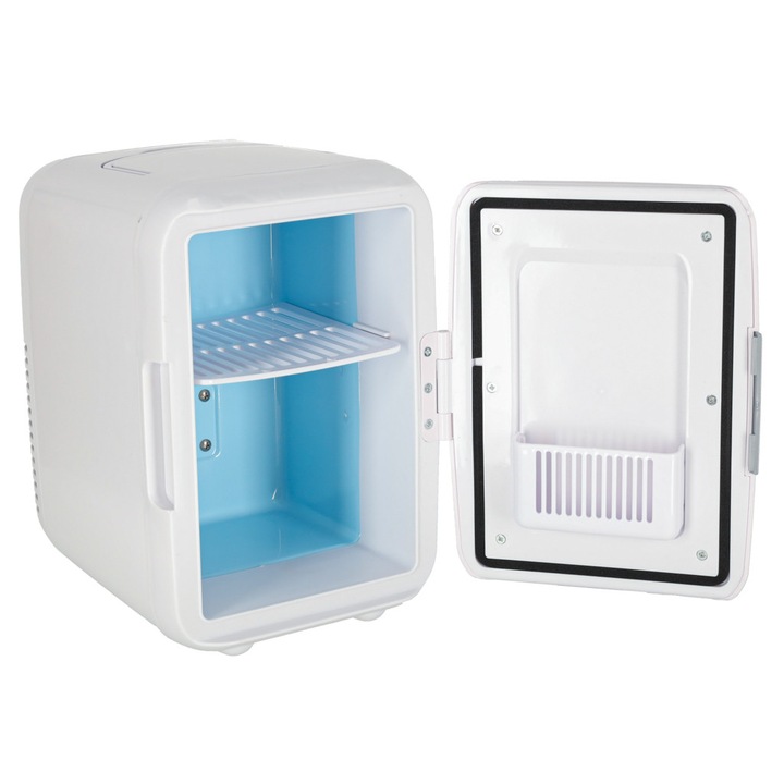 Mini frigider auto Artemis 4L, alb, 12V/110-240V, functii de racire si incalzire, dimensiuni 25x17x24cm, set complet.