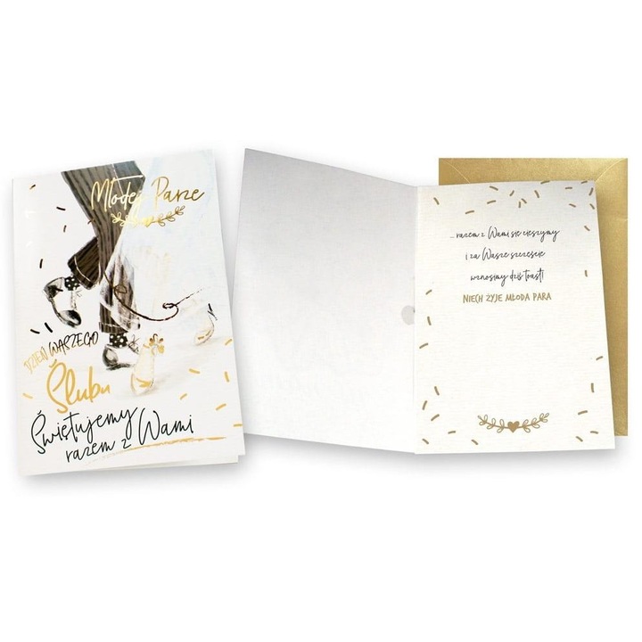 Karnet muzical de nunta KUKARTKA, 15x22,5cm, cu mesaj si envelopa