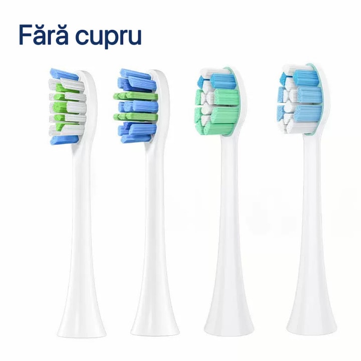 4 многофункционални глави за четка за зъби, съвместими с продукти от серия Philips Sonicare HX3/6/8/9/R, индивидуално опаковани, със защитни капачета, бели