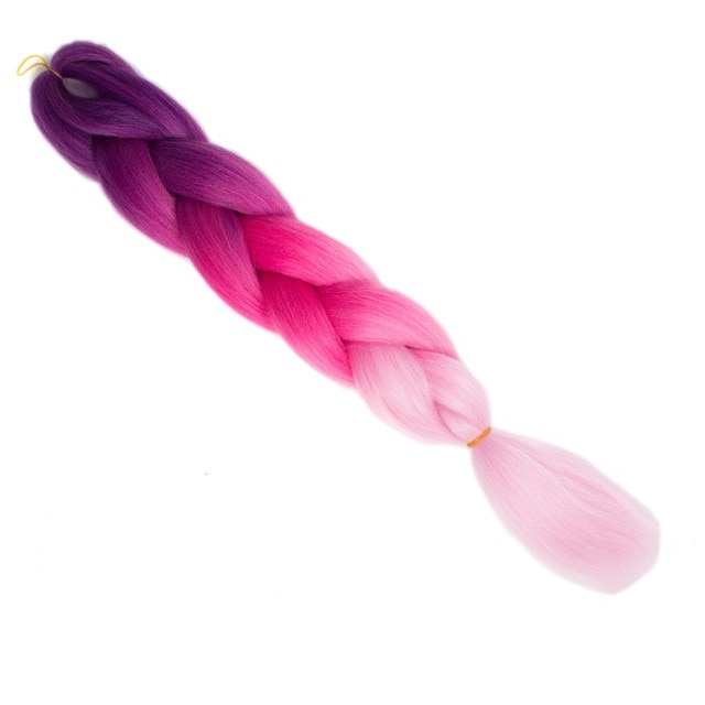 Extensie colorata de par pentru impletituri multicolor mov/roz/roz pastel 100 g