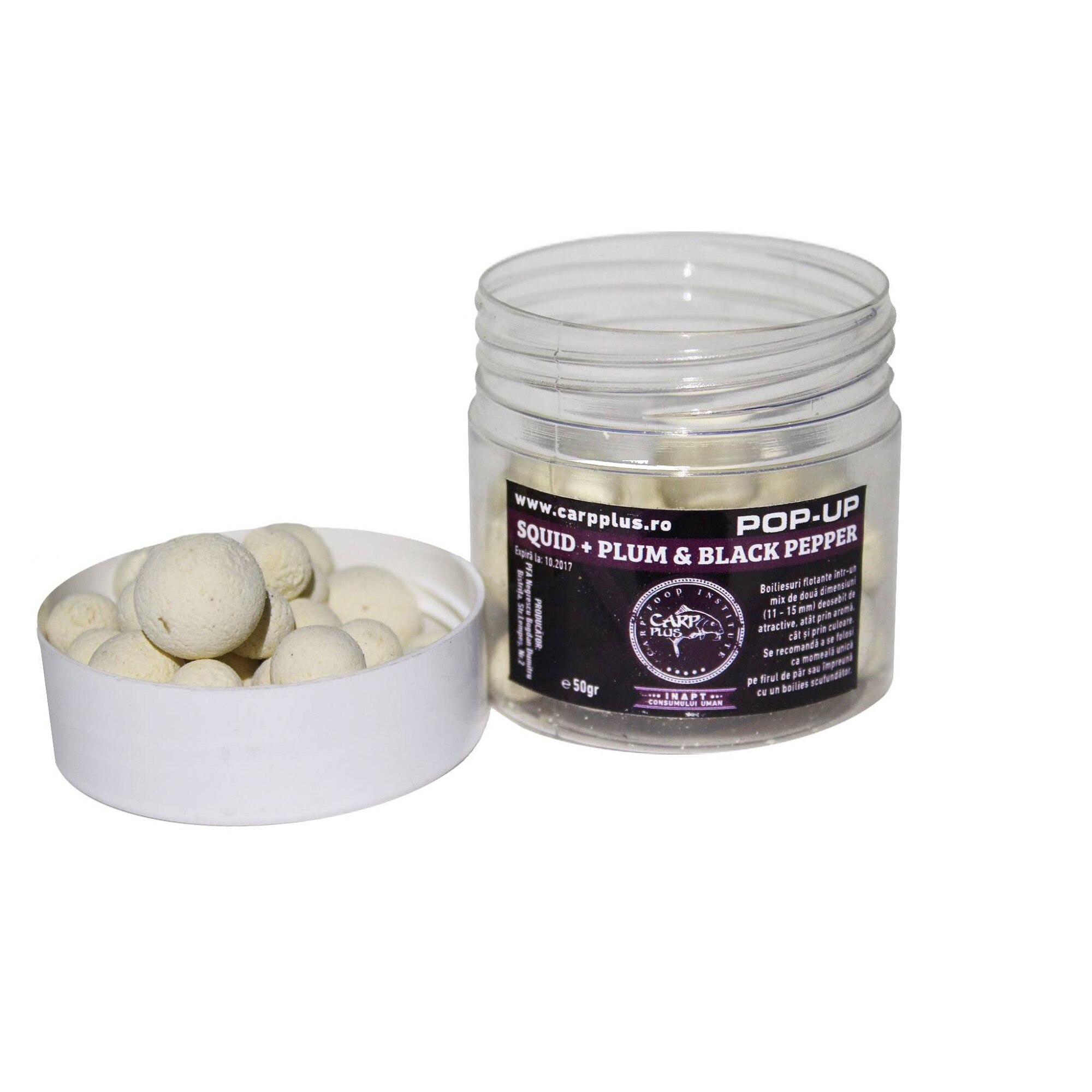 Boilies Carp Plus Baits POP-UP SQUID+PLUM&BLACK PEPPER 8-11-14 mm 50 g