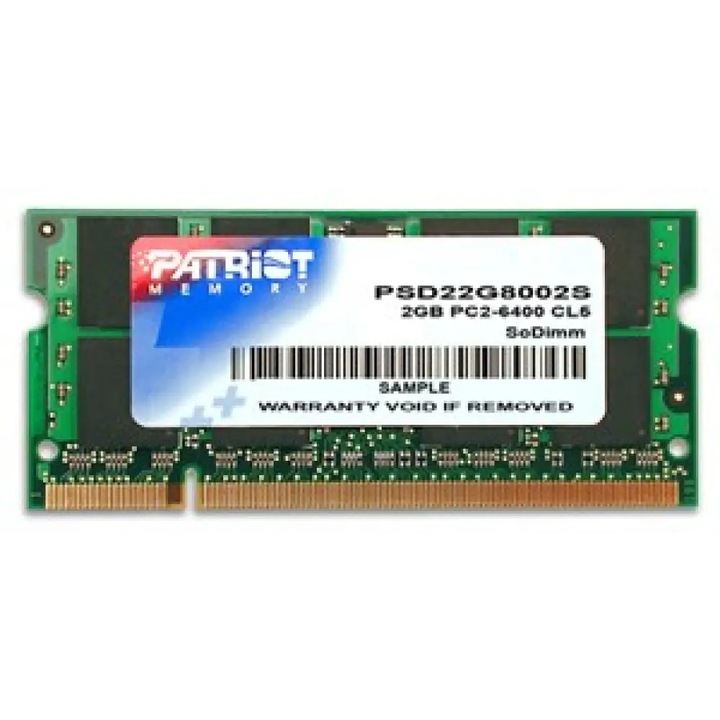 Памет Patriot Sodimm PSD22G8002S, CL6, DDR2-, 800Mhz, 2GB
