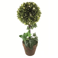 Decoratiune planta artificiala buxus, 25 LED-uri, 43 cm, de interior, Home