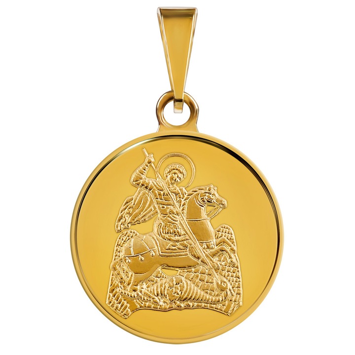 Златен медальон от Macoins Gold Свети Георги, Au 750/1000 (18k) и тегло ~2 гр., 16/1мм