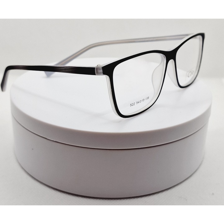 Rame Ochelari Unisex Gio 522 C6 Rectangular Acetat Negru Gri Transparent