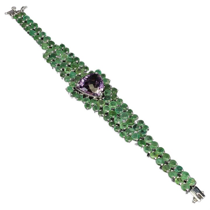 Bratara, argint 925, ametist natural, 17.2cm