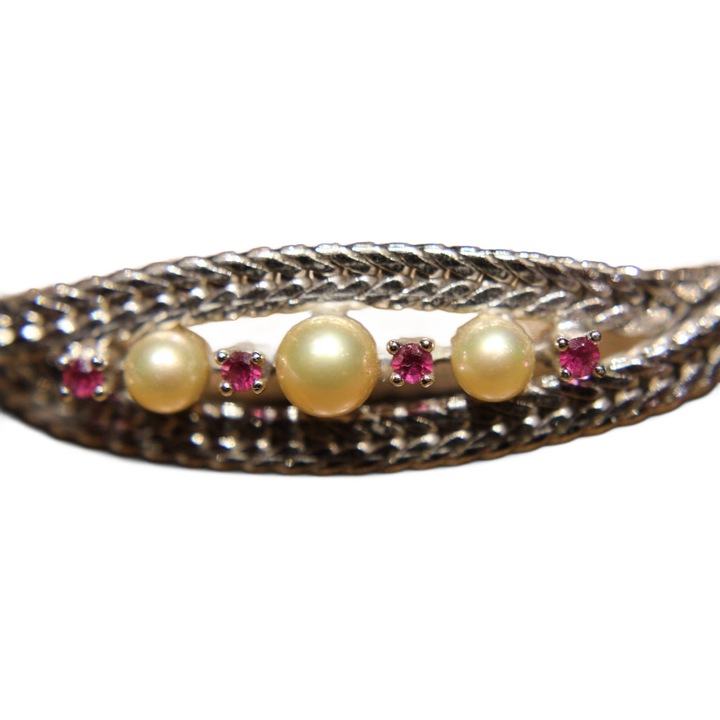 Bratara, argint, cu perle, Songea, 18 cm, 31x14 mm