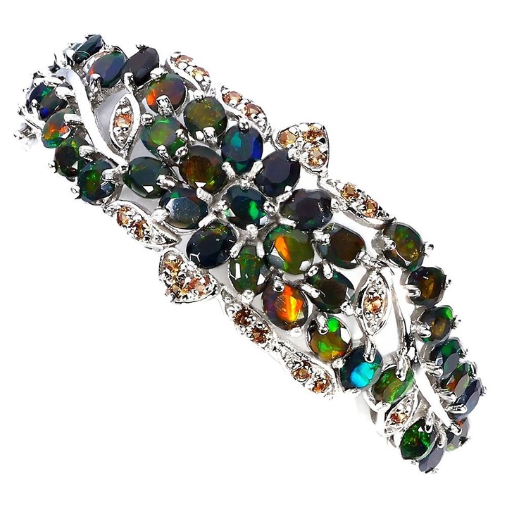 Bratara, argint 925, safire naturale, Songea, 64x22mm, 17.5cm