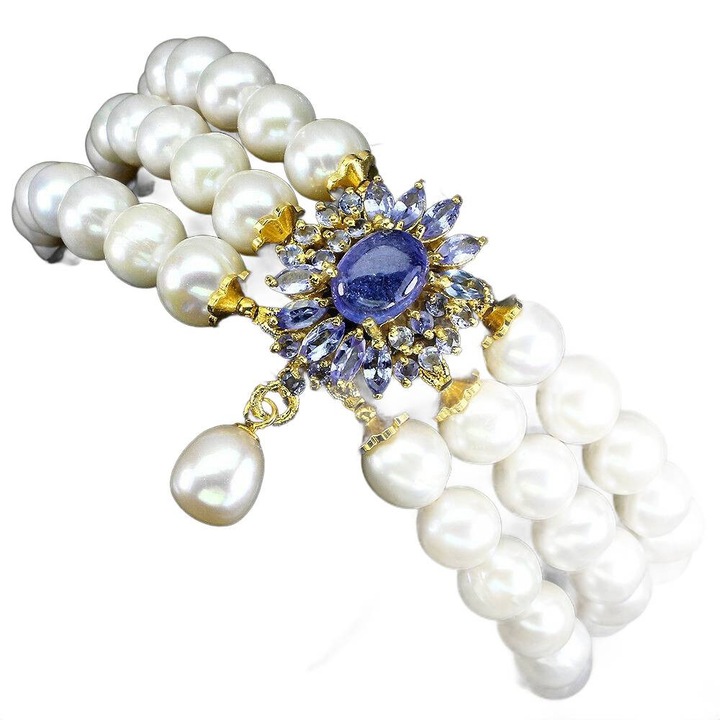 Bratara, Songea, argint 925, perle naturale, 20.32cm, 160x37mm