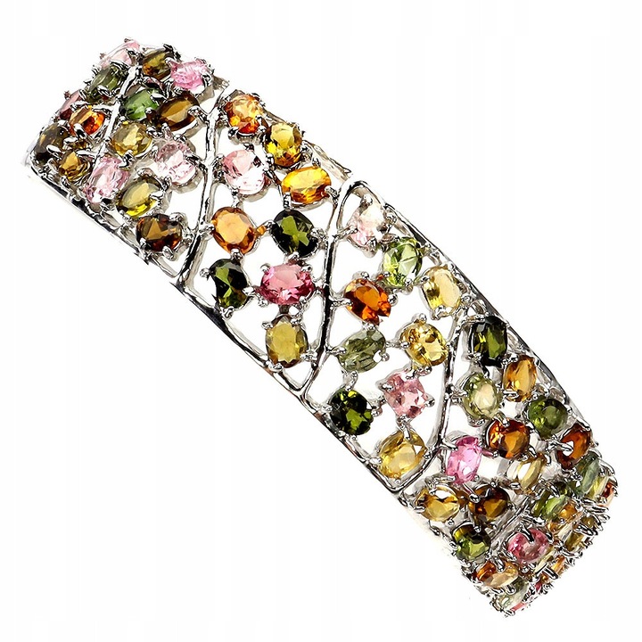 Bratara, argint 925, turmaline naturale, Songea, 61x17mm, 18.6g