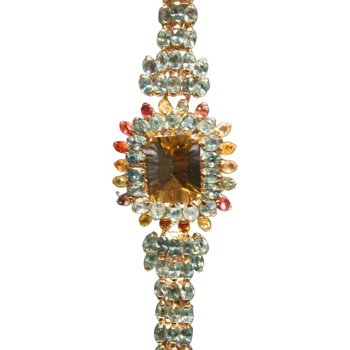 Bratara, argint 925, Songea, cu citrin natural, 180x32mm