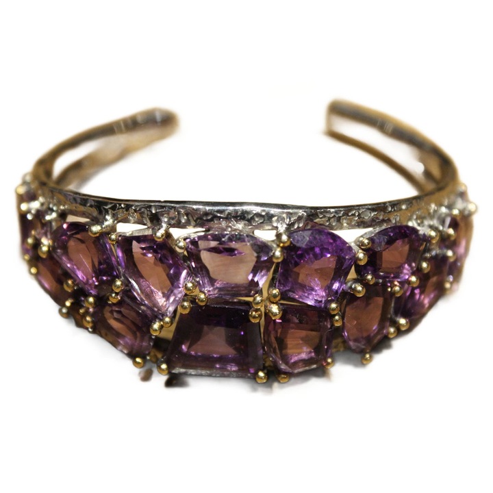 Bratara din argint 925 cu ametist si spinel, Songea, 62x21mm, multicolor, set