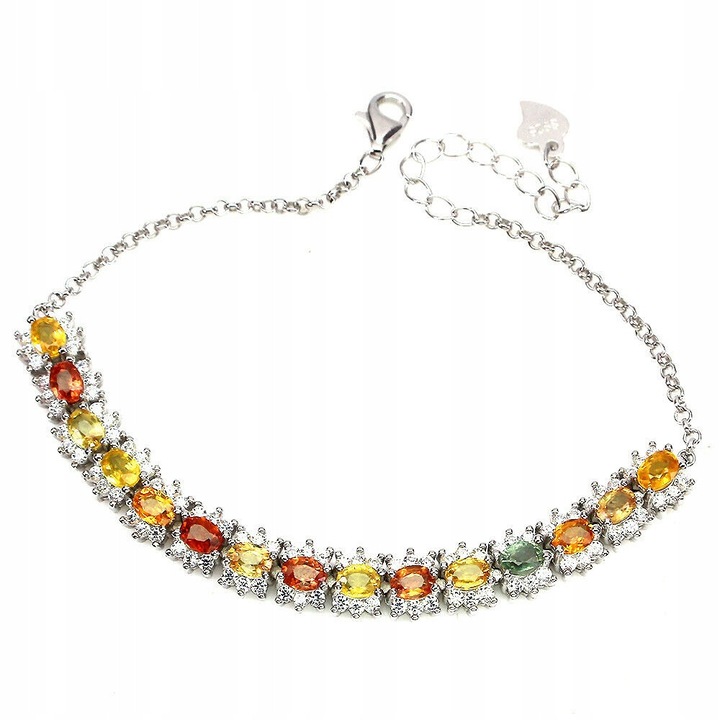 Bratara din argint 925 cu safire naturale Songea si zirconii, 17.78 cm, 80x7mm