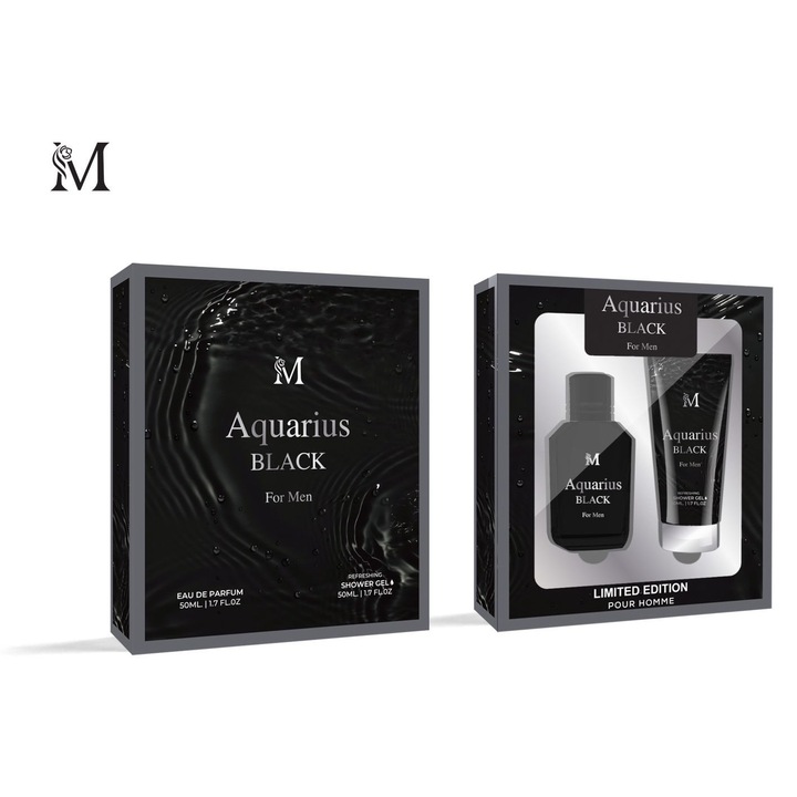 Caseta cadou Aquarius Black apa de toaleta si gel de dus