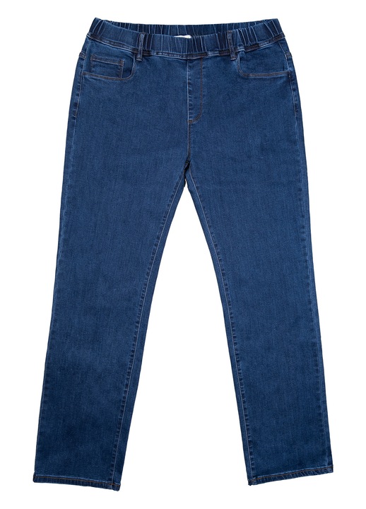 Blugi Damă Mărimi Mari cu Talie Elastică, Drepți, Albastru Închis