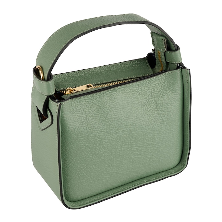 Geanta Indira, din naturala 8225, Verde menta, 21x10x16