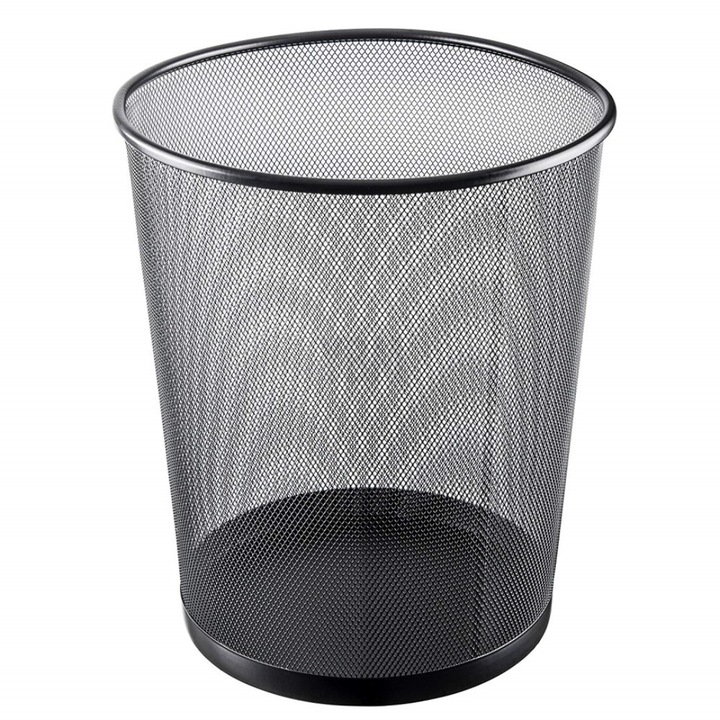 Cos de Gunoi rotund LyoBest, 10L, din Plasa Metalica tip Mesh, Negru, 26 x 28 cm, pentru Bioru, Baie, Bucatarie, potrivit pentru Coletcare Selectiva