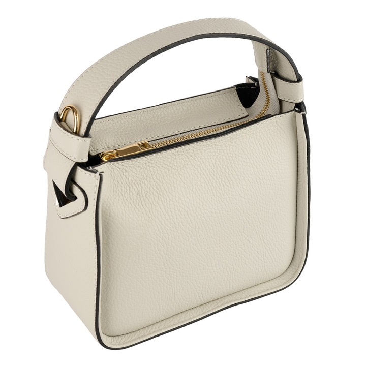 Geanta Indira, din naturala 8225, Crem, 21x10x16