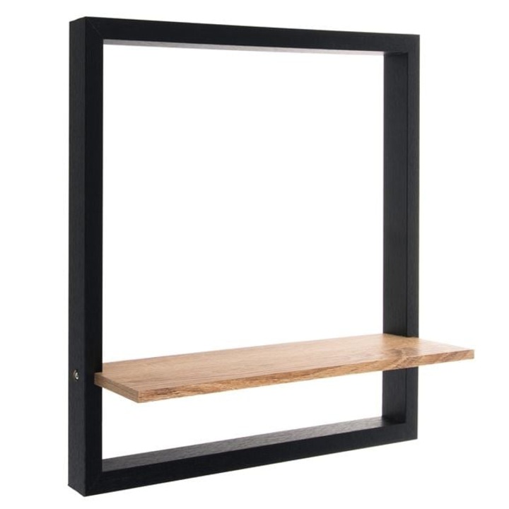 Raft din lemn de stejar, Cadru metalic negru, 40x10x40cm