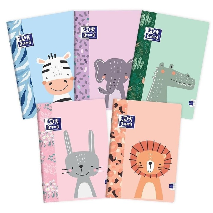 Комплект тетрадки A4/32K Oxford Kids, 10 броя, многоцветни, Optik Paper
