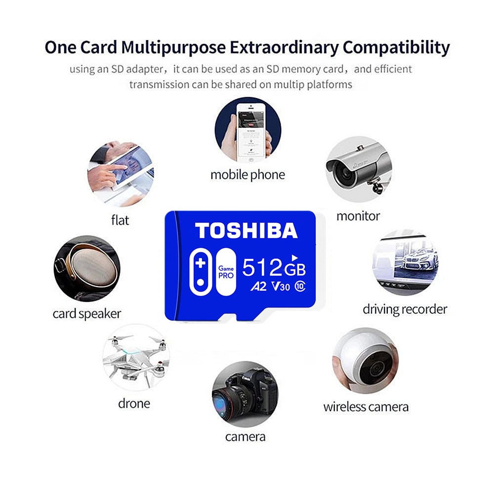 Card de memorie MicroSDXC Toshiba 512GB, cu adaptor SD, viteza de