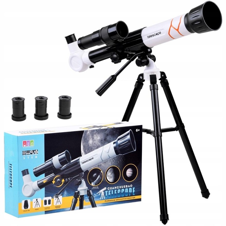 Telescop astronomic cu 3 oculare, stativ, 20x-40x, multicolor