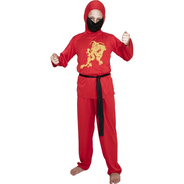 Детски костюм, ARPEX, червен нинджа, пълен комплект, размер L, 130x140см