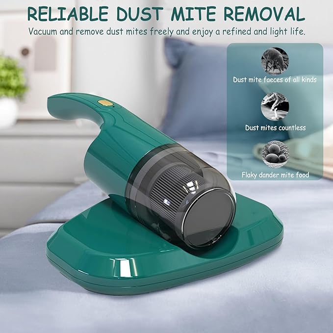Aspirator anti-acari, aspirator portabil pentru saltele, putere de aspiratie 5000pa, fara fir, design ergonomic