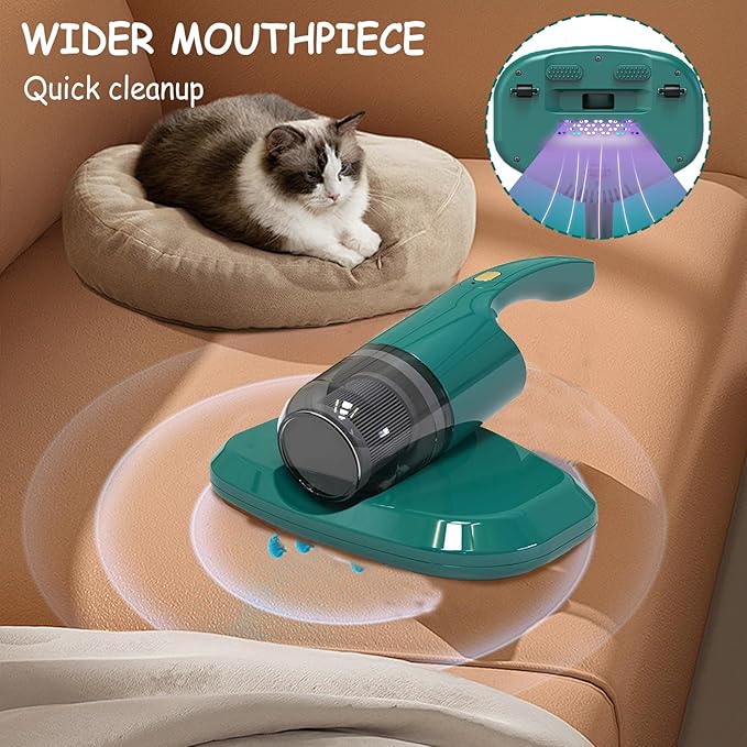 Aspirator anti-acari, aspirator portabil pentru saltele, putere de aspiratie 5000pa, fara fir, design ergonomic