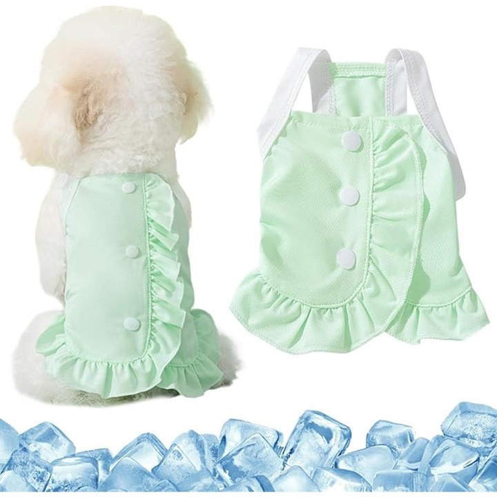 Hűtőmellény kutyáknak, közepes méret, kék-zöld, 5-8 lbs