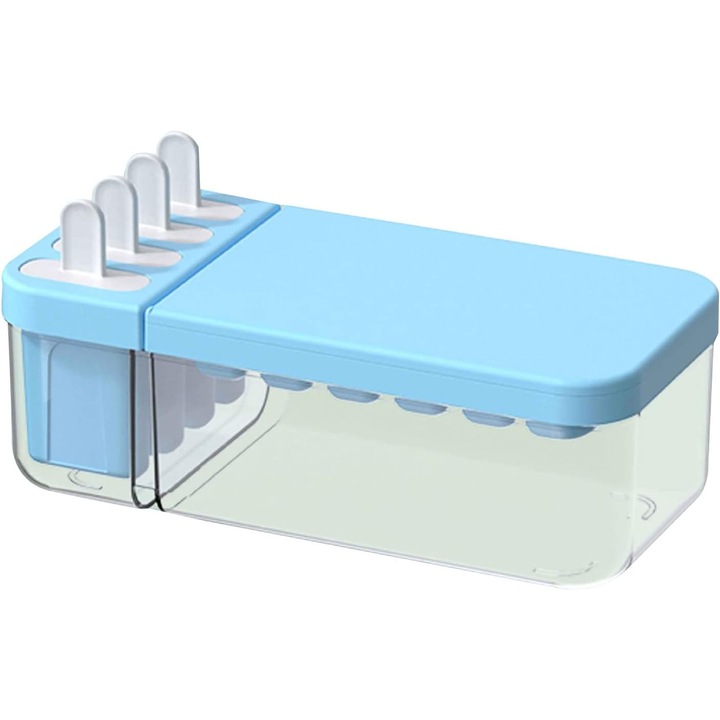 Forma cuburi de gheata 2-in-1, 24 cuburi, 4 bete de gheata, albastru deschis, set