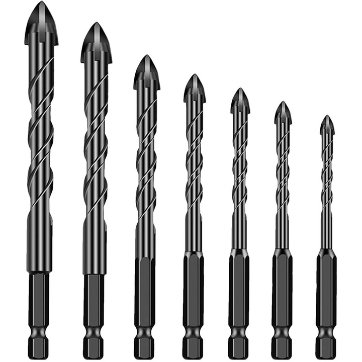 Set de burghie profesionale pentru gresie si beton, din otel de inalta rezistenta, multicolor, diverse dimensiuni