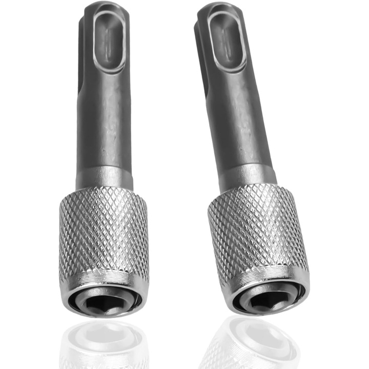 Set 2 adaptoare pentru burghie SDS-Plus 6.35mm, lungime 60mm, din otel, pentru bormasini si ciocane