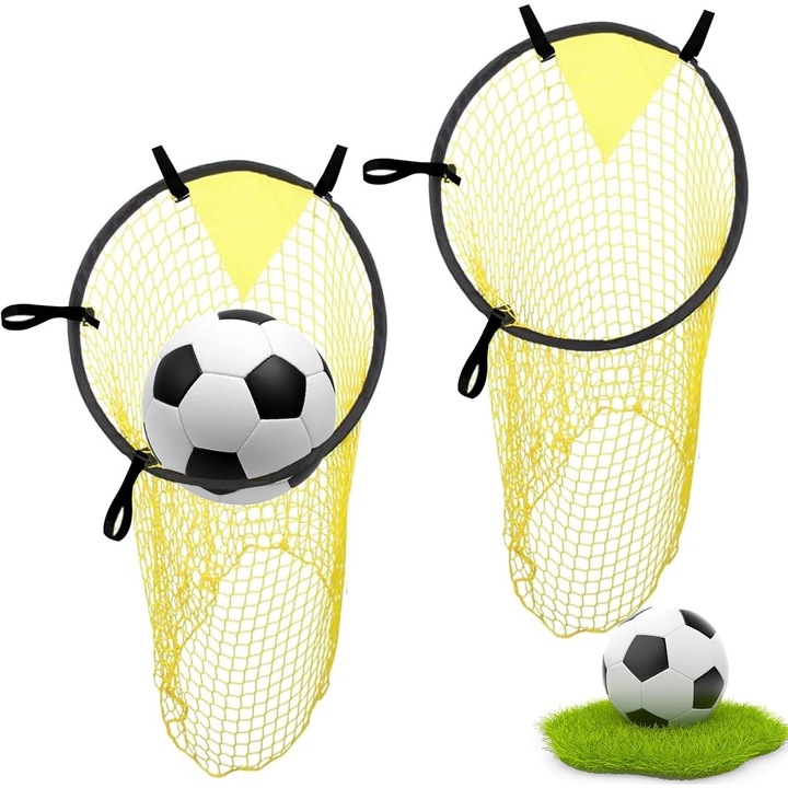 Plasa de antrenament fotbal, 45x60cm, galben, usor de asamblat, set individual