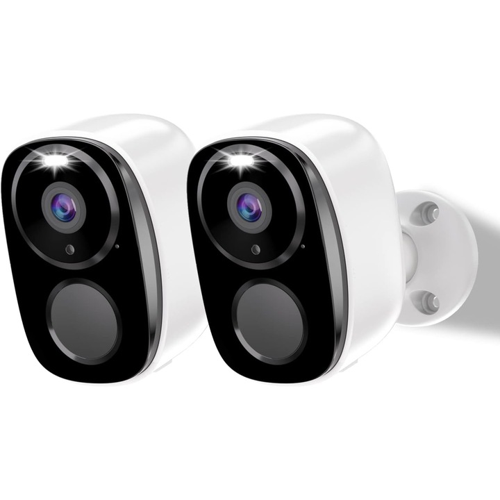 Camera de supraveghere exterioara wireless, 2K, viziune nocturna color, audio bidirectional, stocare locala micro SD, set de instalare simpla