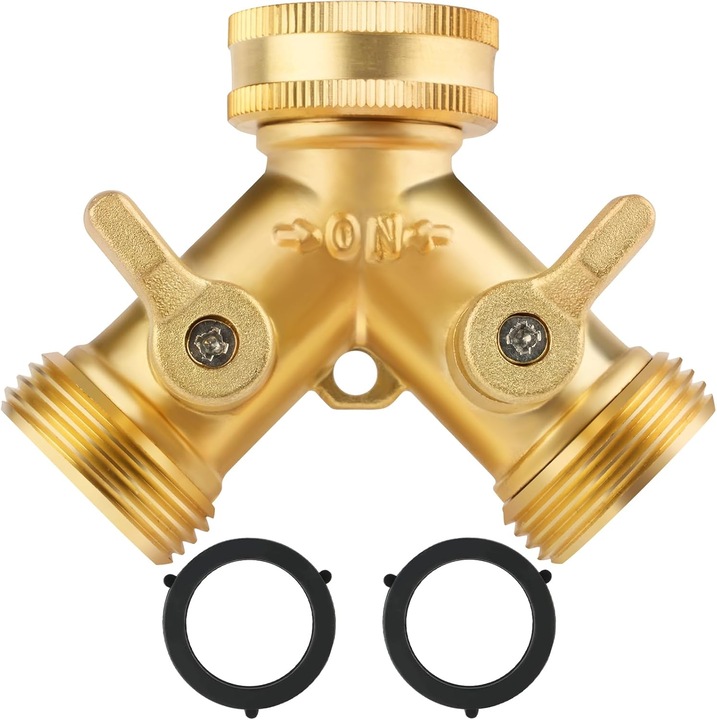 Diverter robinet 2 cai pentru furtun de gradina, cu control independent al fluxului, 3/4 inch, conexiune etansa