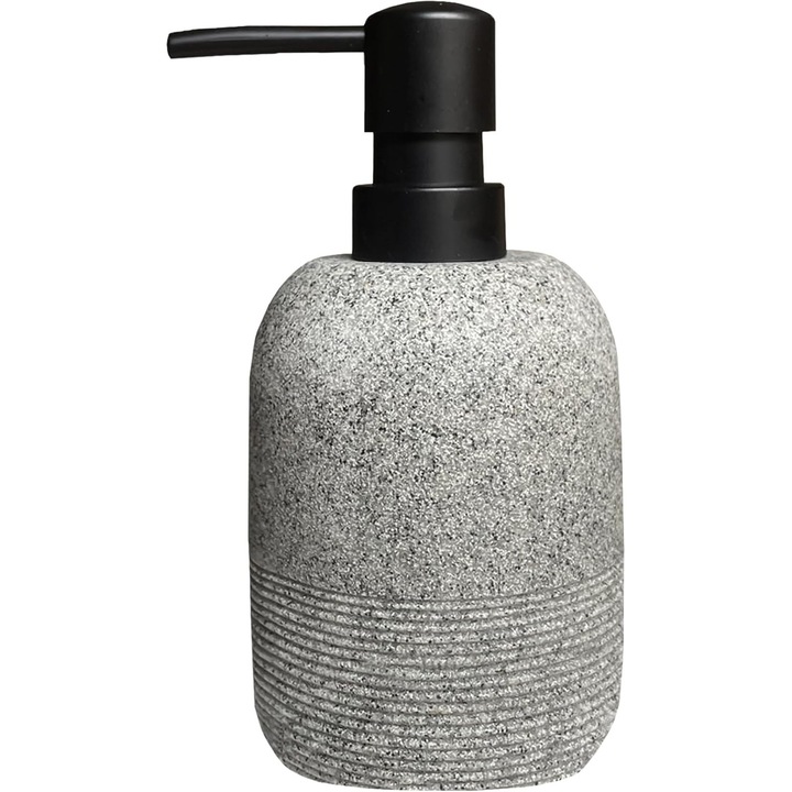 Dispenser de sapun, gri, material rezistent, pentru baie si bucatarie, set cu pompa din plastic