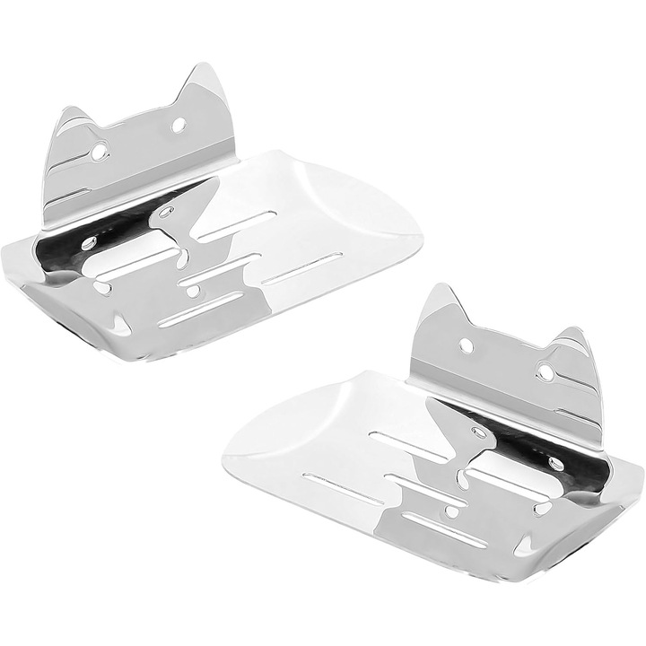 Suport pentru sapun montat pe perete, set de 2, otel inoxidabil, 12x8.5x4.5cm, argintiu