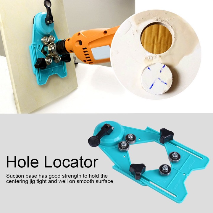 Set de burghie cu ghidare fixa, deschidere 4-80MM, baza cu vacuum, suport centrare ajustabil, taietor de gauri diamantat