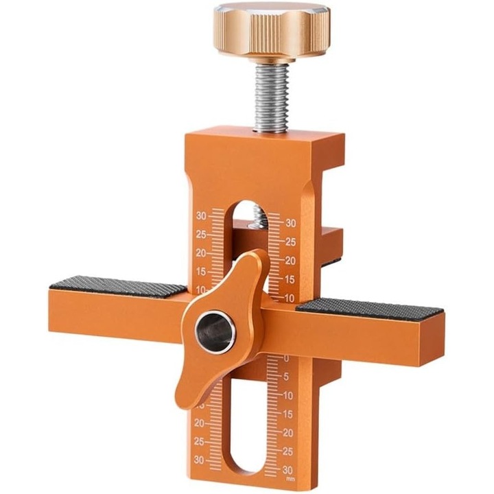 Cleme de fixare pentru usi de cabinet, unelte de pozitionare pentru prelucrarea lemnului, aluminiu portocaliu, 90x103mm, set.