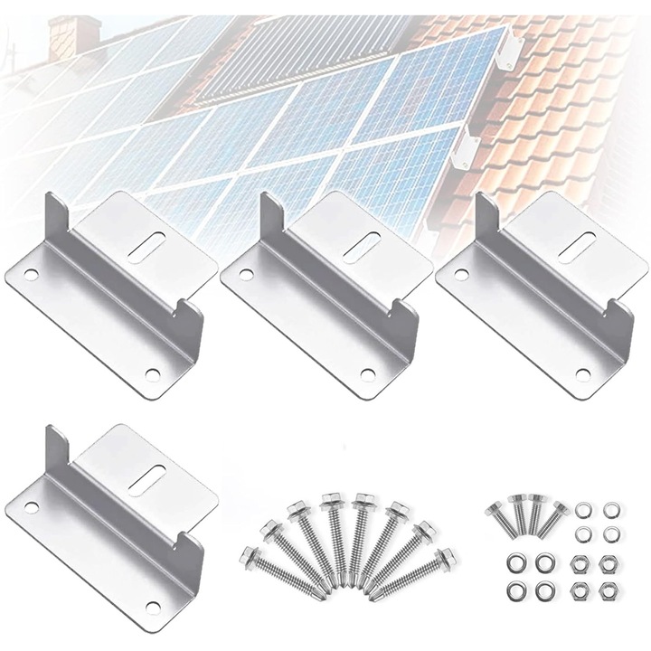 Suport Z pentru panouri solare, aluminiu, set cu suruburi, utilizare pe acoperisuri, barci, RV-uri
